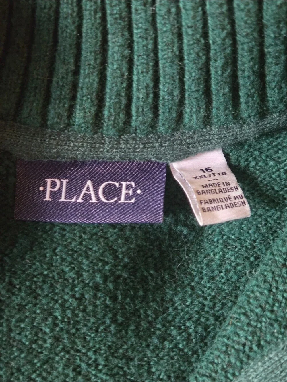 2 Sweaters The Children's Place Size 16 Green V-Neck And Quarter-Zip